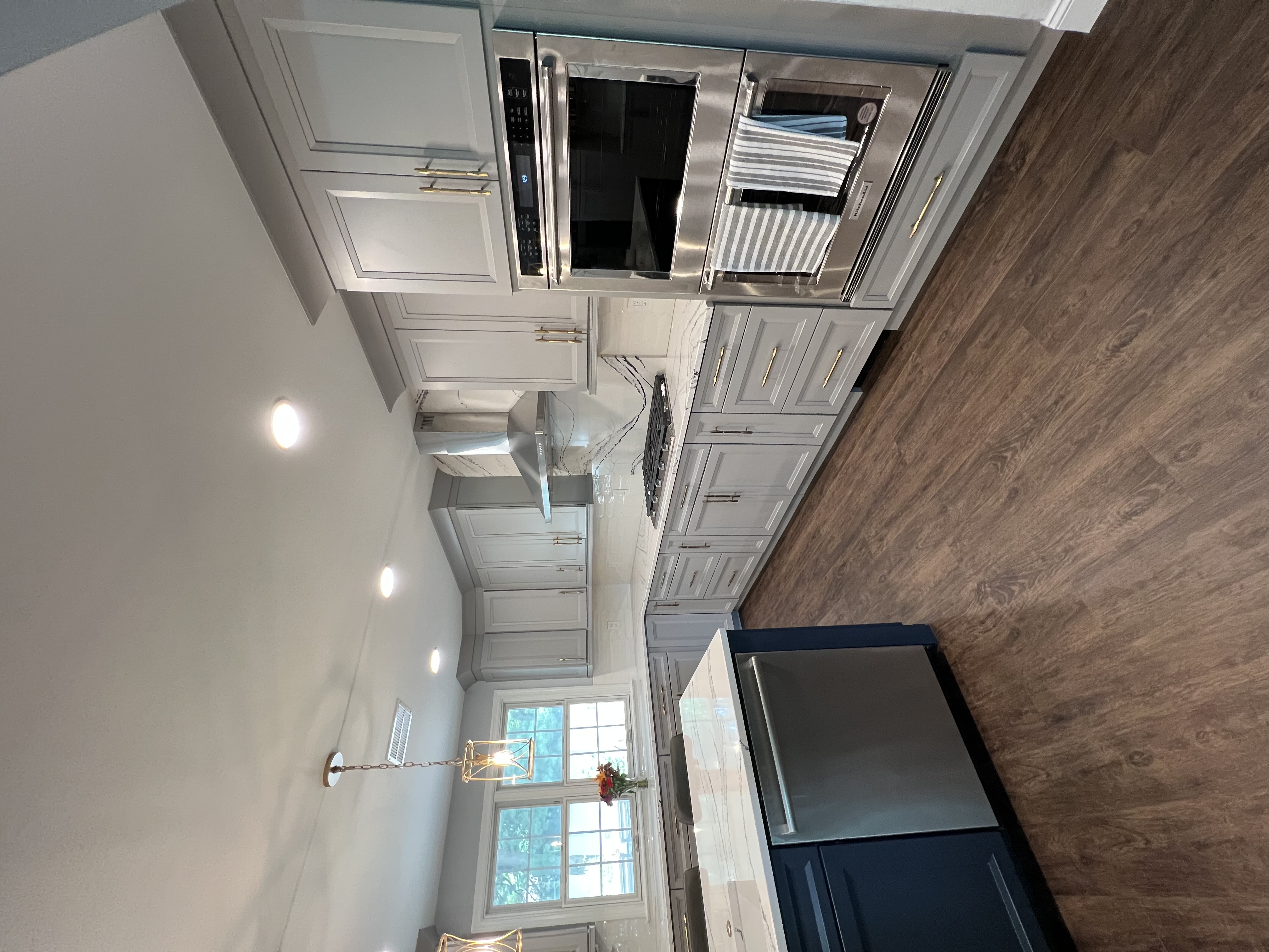 Kitchen — grey and navy open concept, Pennsylvania